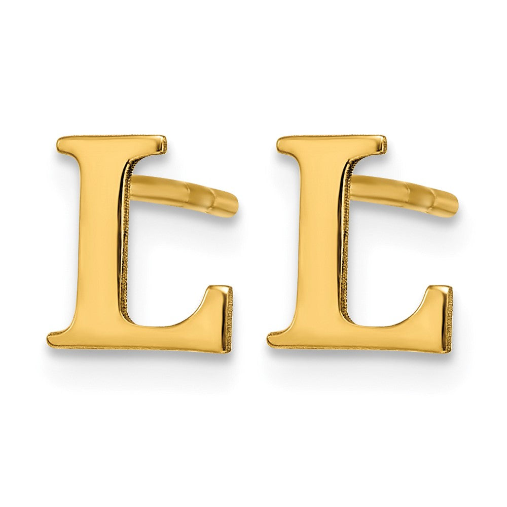 Sterling Silver Gold-plated Letter L Initial Post Earrings