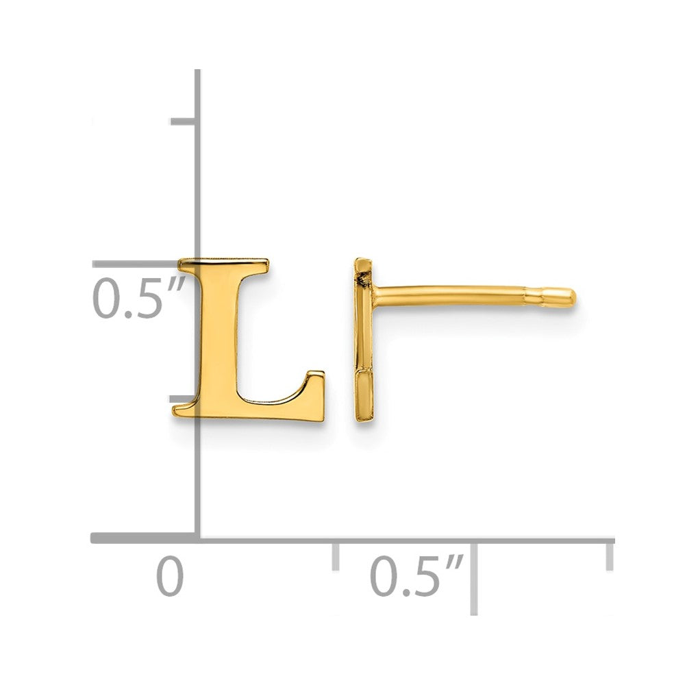 Sterling Silver Gold-plated Letter L Initial Post Earrings