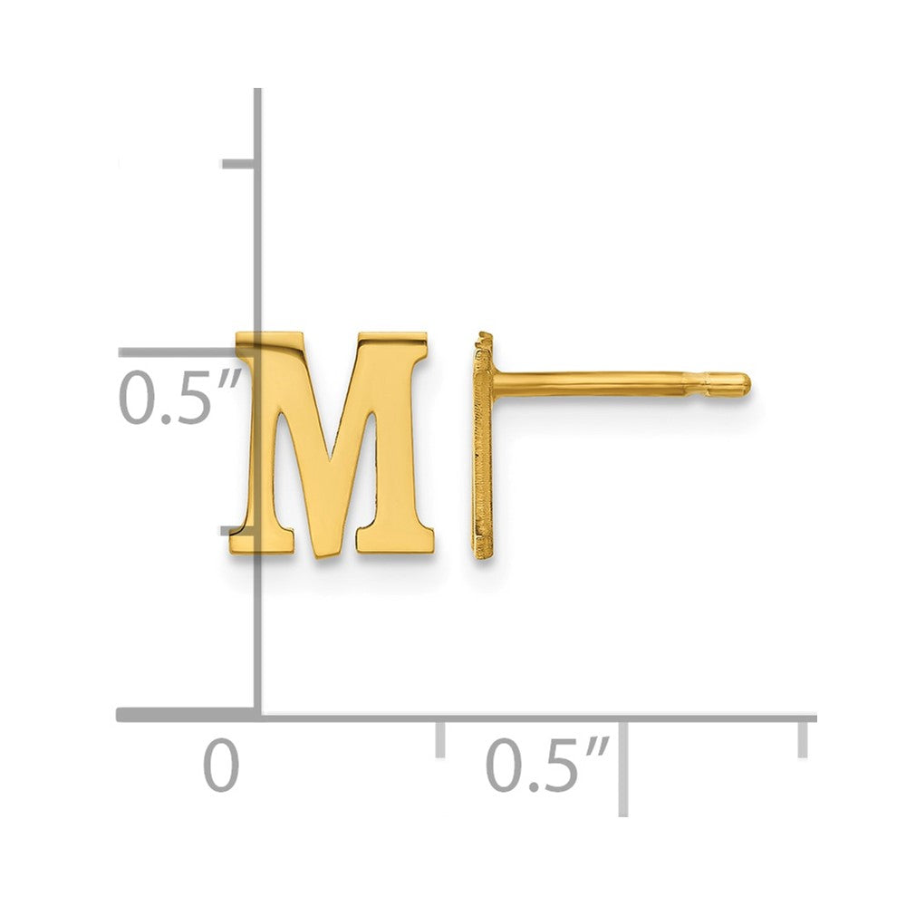 Sterling Silver Gold-plated Letter M Initial Post Earrings