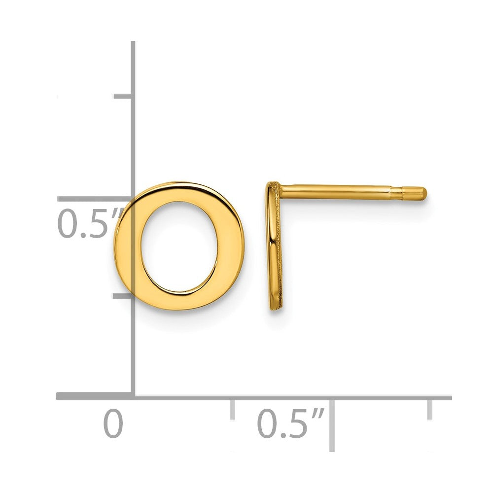 Sterling Silver Gold-plated Letter O Initial Post Earrings