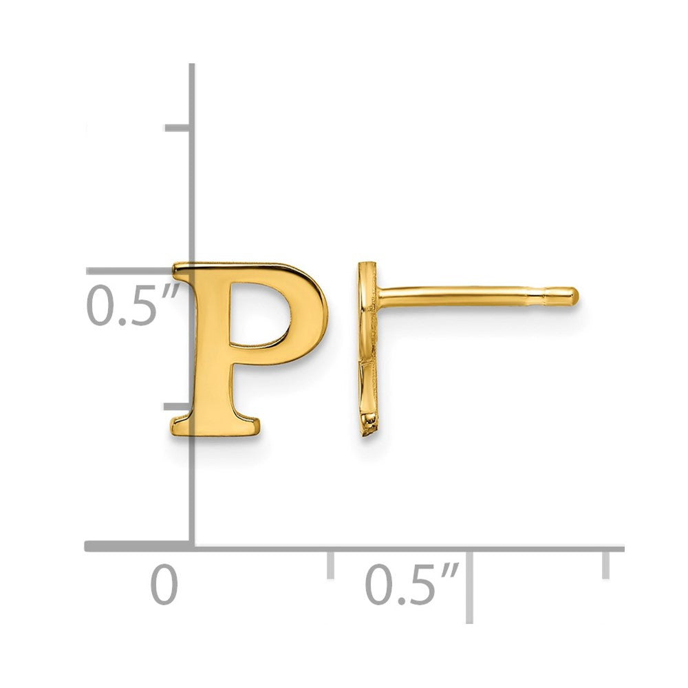Sterling Silver Gold-plated Letter P Initial Post Earrings