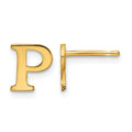 Sterling Silver Gold-plated Letter P Initial Post Earrings
