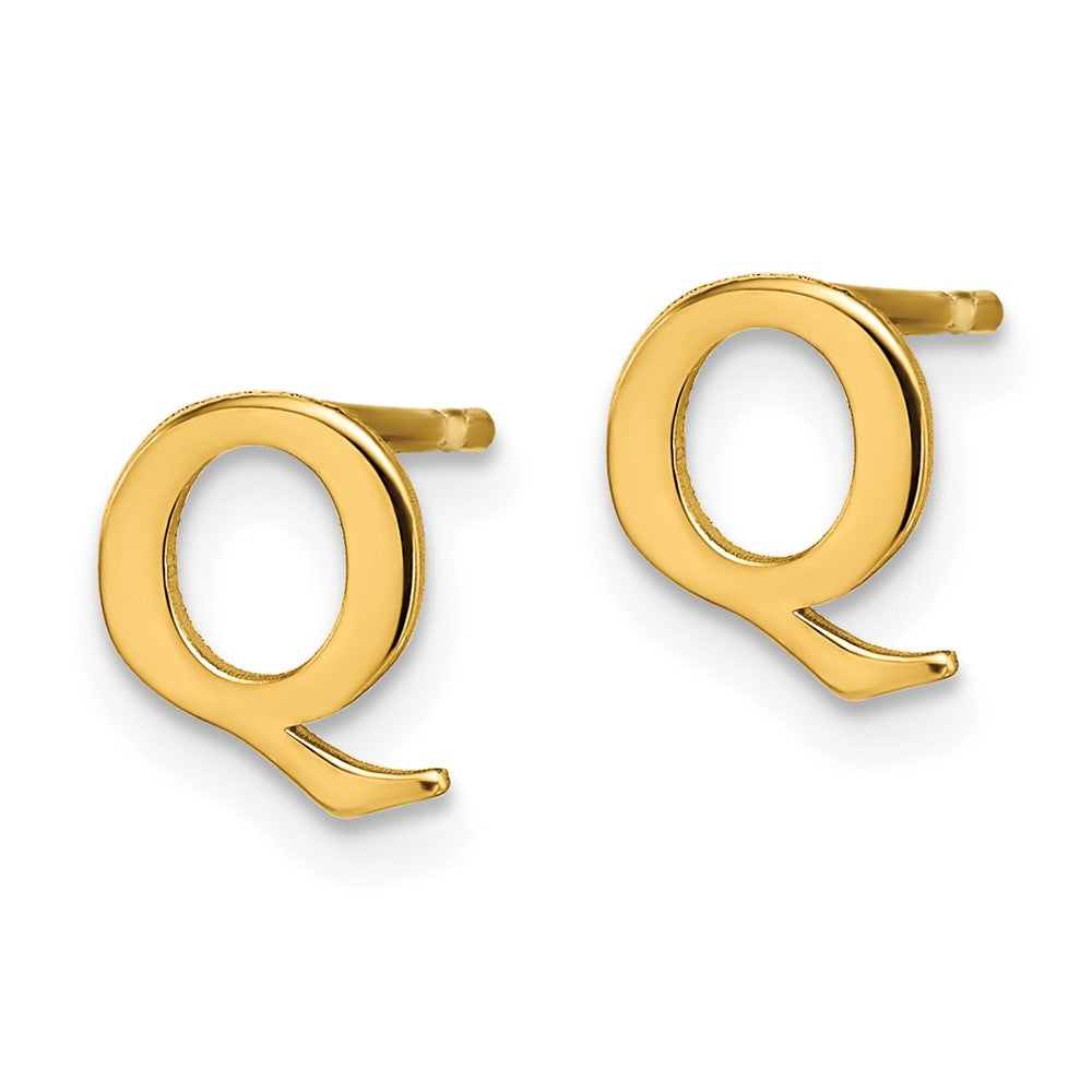 Sterling Silver Gold-plated Letter Q Initial Post Earrings