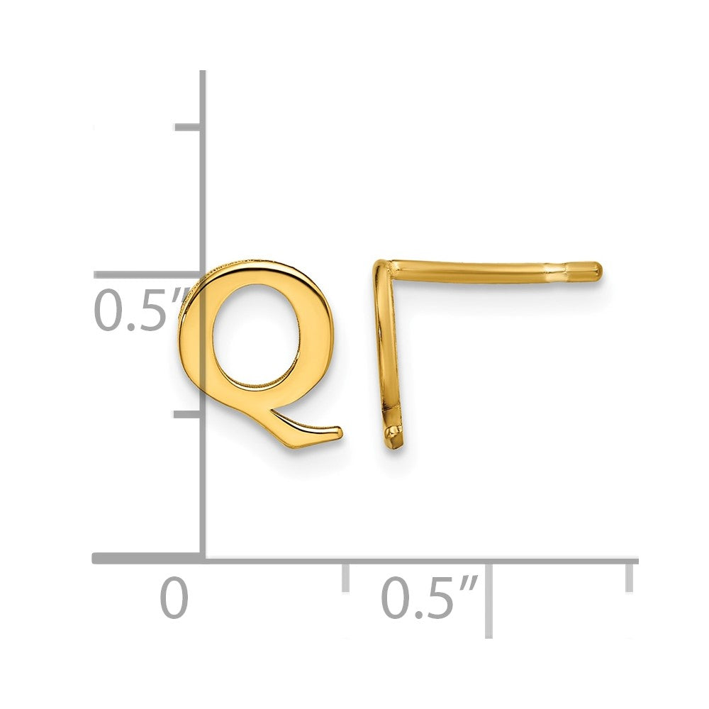 Sterling Silver Gold-plated Letter Q Initial Post Earrings