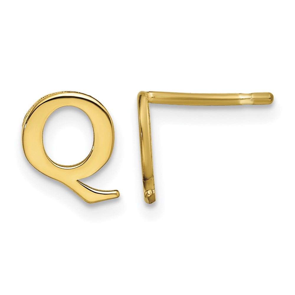 Sterling Silver Gold-plated Letter Q Initial Post Earrings