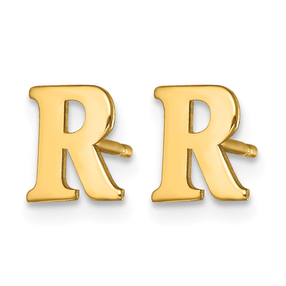 Sterling Silver Gold-plated Letter R Initial Post Earrings