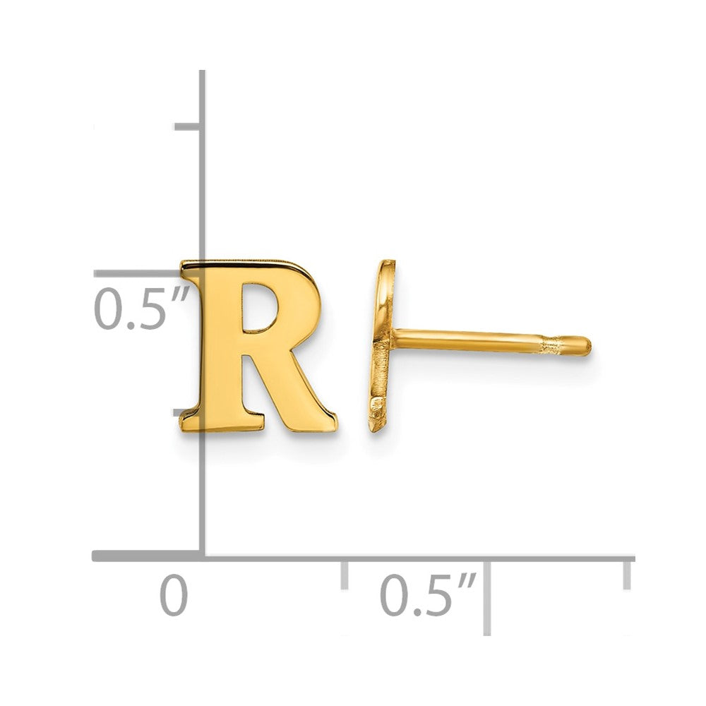 Sterling Silver Gold-plated Letter R Initial Post Earrings