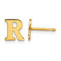 Sterling Silver Gold-plated Letter R Initial Post Earrings