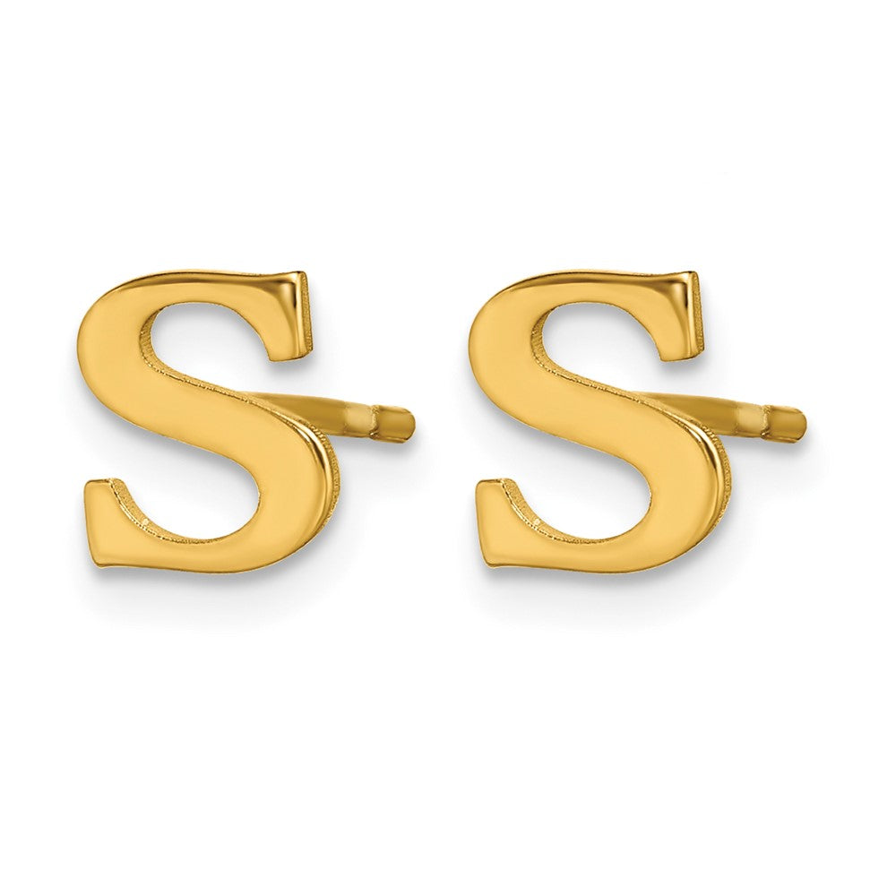 Sterling Silver Gold-plated Letter S Initial Post Earrings