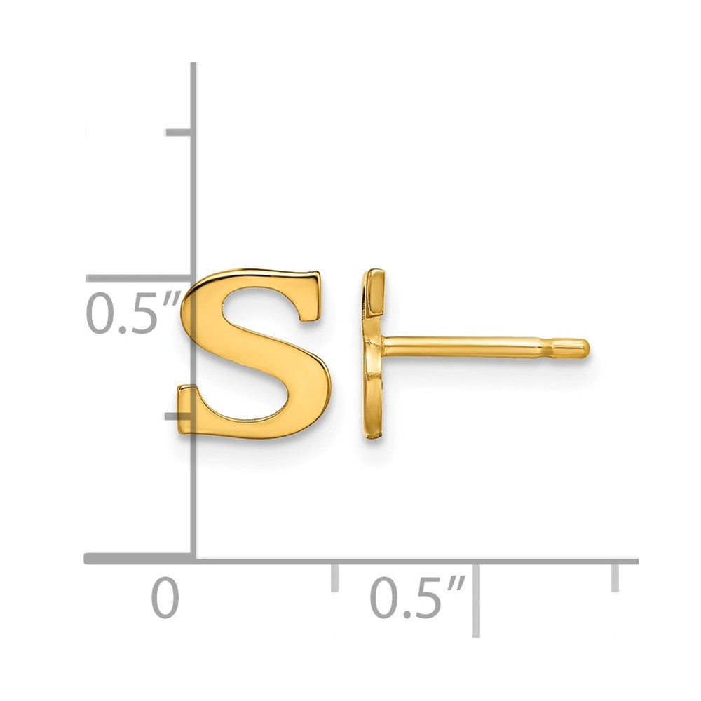 Sterling Silver Gold-plated Letter S Initial Post Earrings