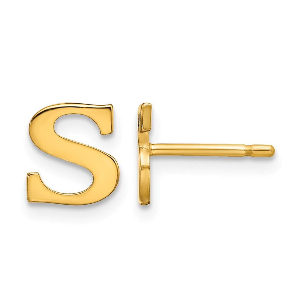 Sterling Silver Gold-plated Letter S Initial Post Earrings