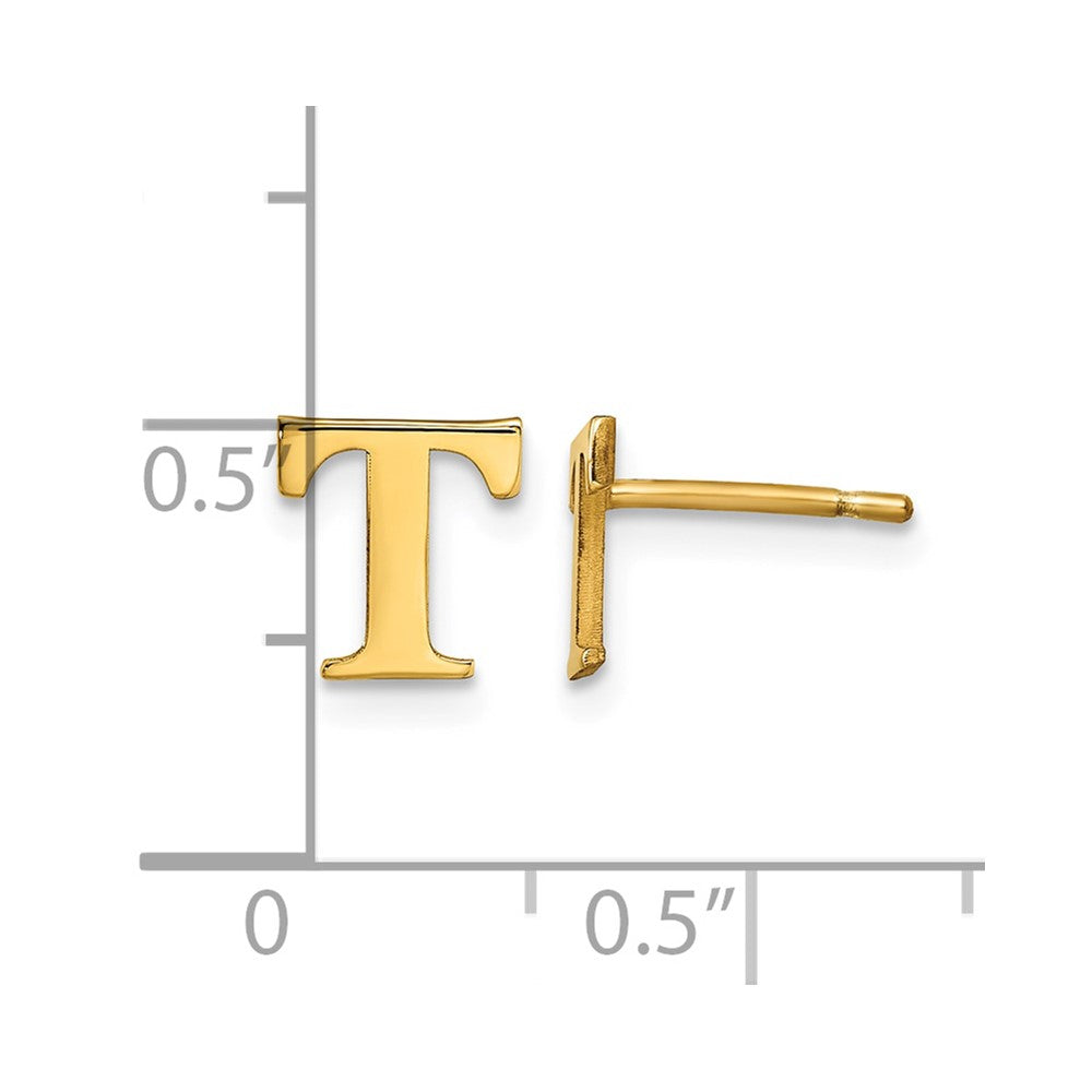 Sterling Silver Gold-plated Letter T Initial Post Earrings