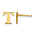 Sterling Silver Gold-plated Letter T Initial Post Earrings