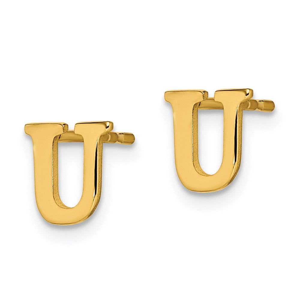 Sterling Silver Gold-plated Letter U Initial Post Earrings