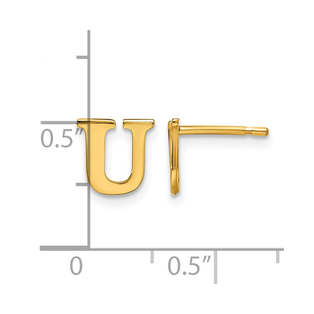 Sterling Silver Gold-plated Letter U Initial Post Earrings