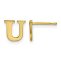 Sterling Silver Gold-plated Letter U Initial Post Earrings