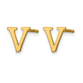 Sterling Silver Gold-plated Letter V Initial Post Earrings