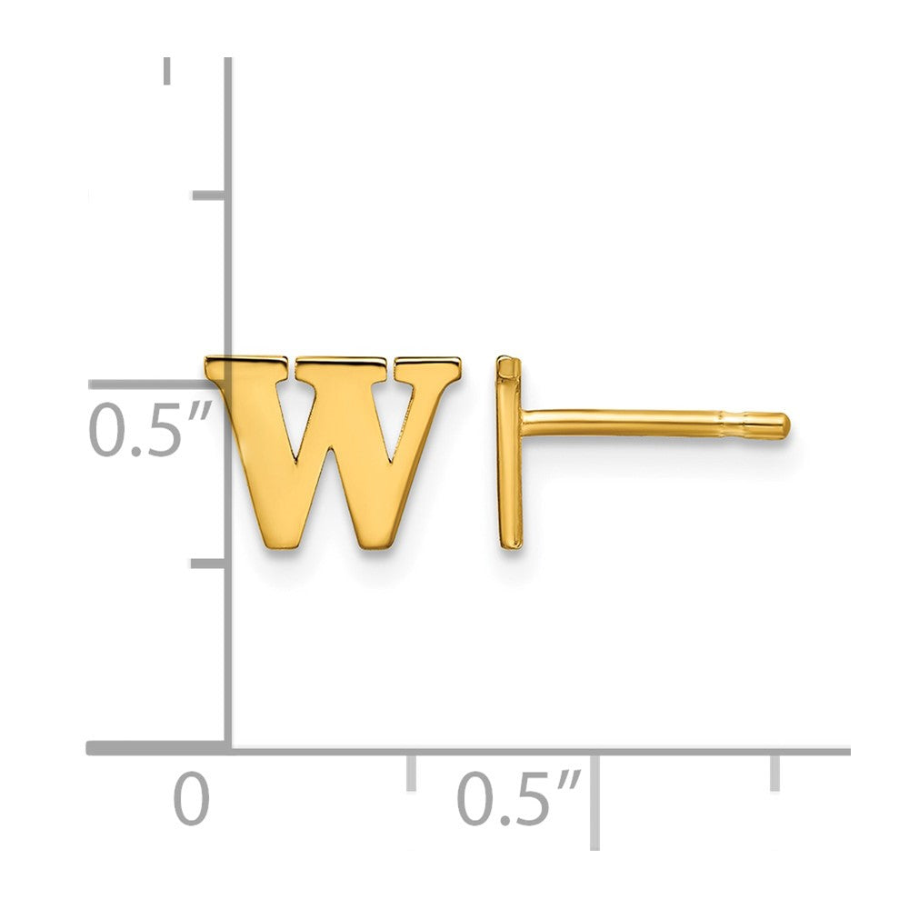 Sterling Silver Gold-plated Letter W Initial Post Earrings