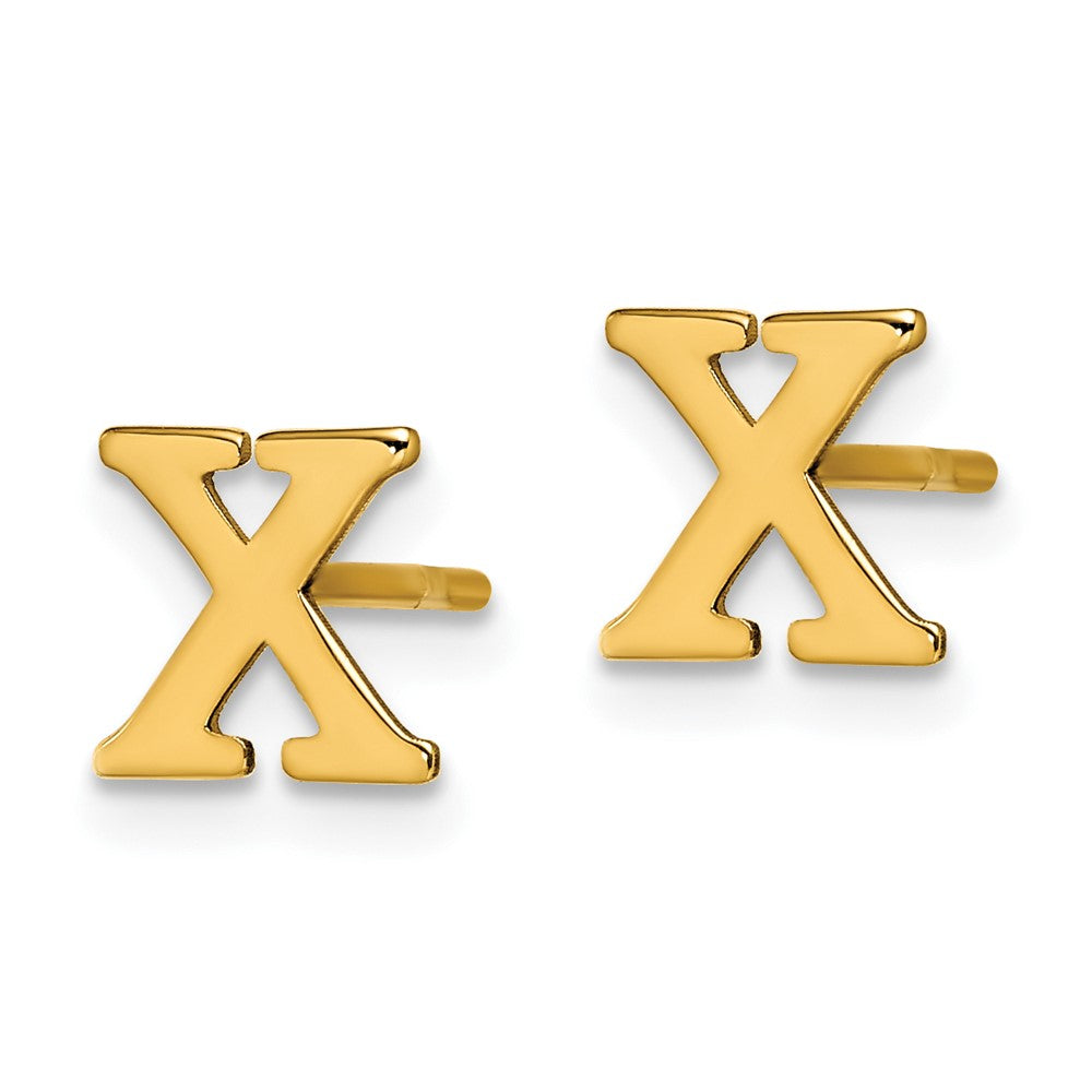 Sterling Silver Gold-plated Letter X Initial Post Earrings