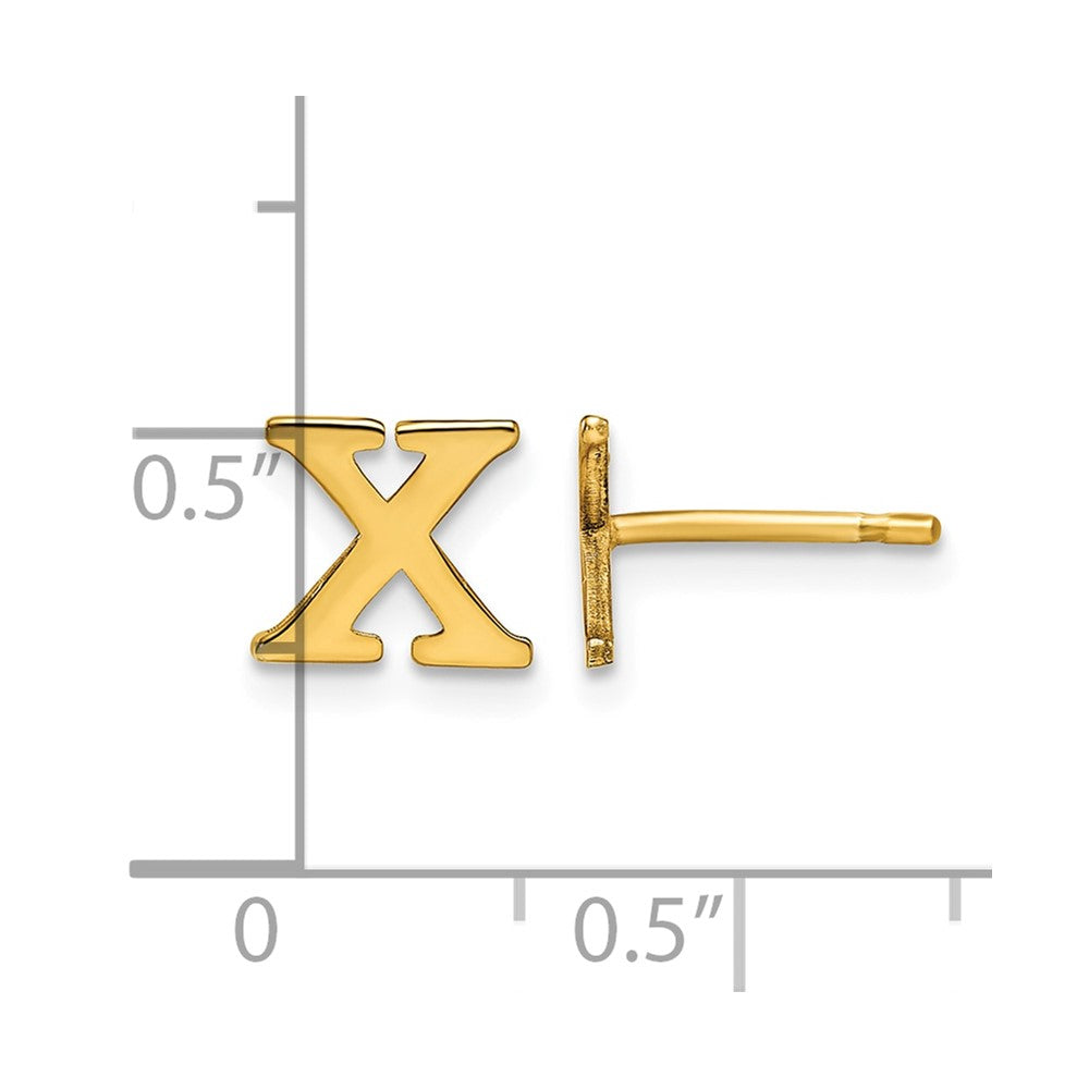 Sterling Silver Gold-plated Letter X Initial Post Earrings