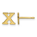 Sterling Silver Gold-plated Letter X Initial Post Earrings