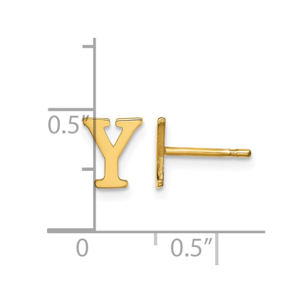 Sterling Silver Gold-plated Letter Y Initial Post Earrings