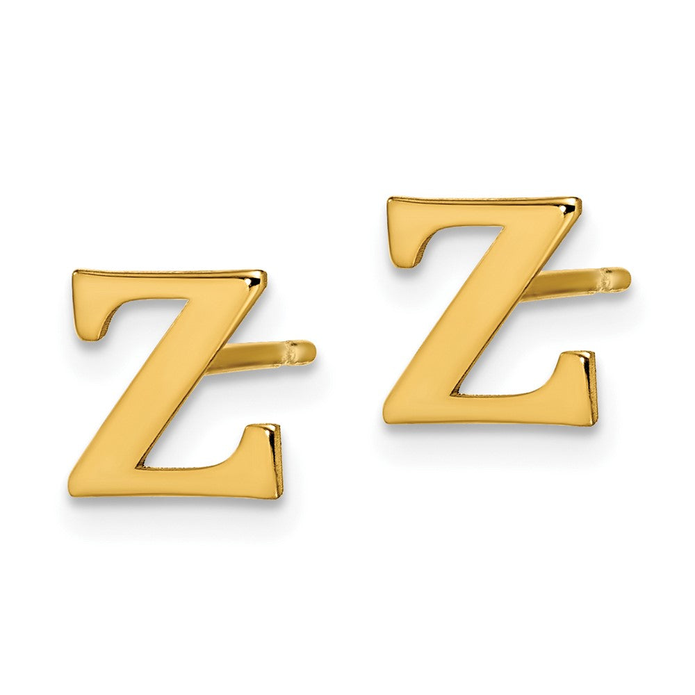 Sterling Silver Gold-plated Letter Z Initial Post Earrings