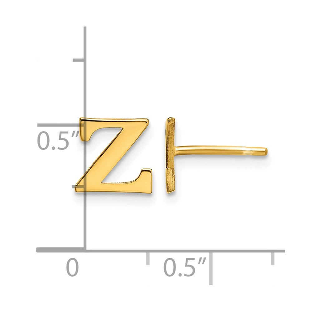 Sterling Silver Gold-plated Letter Z Initial Post Earrings