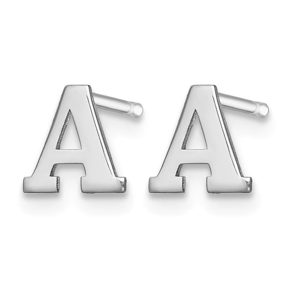 Sterling Silver Rhodium-plated Letter A Initial Post Earrings