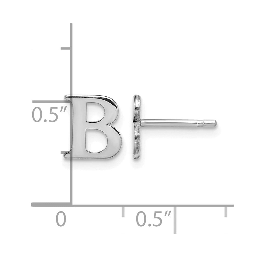 Sterling Silver Rhodium-plated Letter B Initial Post Earrings