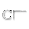 Sterling Silver Rhodium-plated Letter C Initial Post Earrings
