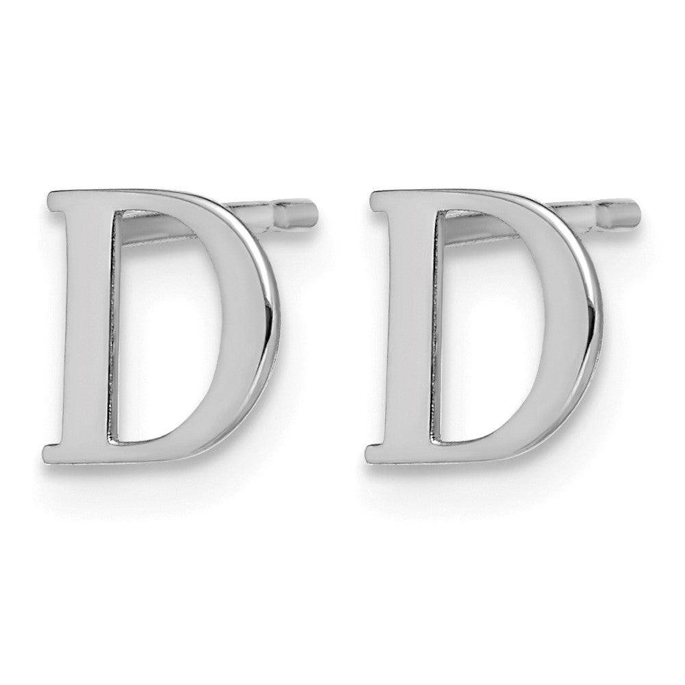 Sterling Silver Rhodium-plated Letter D Initial Post Earrings