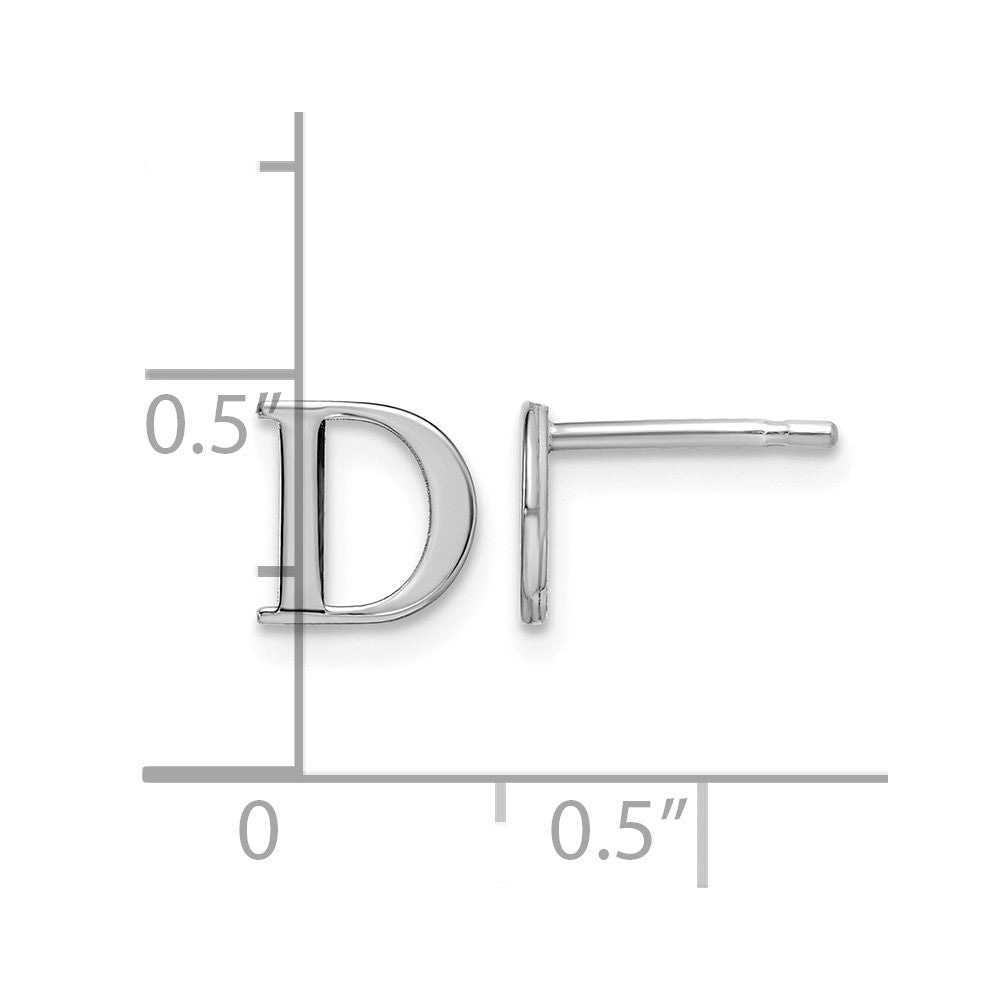 Sterling Silver Rhodium-plated Letter D Initial Post Earrings