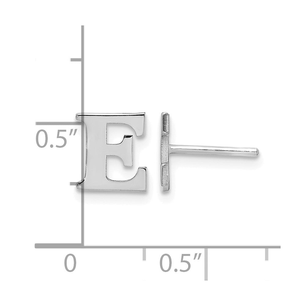 Sterling Silver Rhodium-plated Letter E Initial Post Earrings