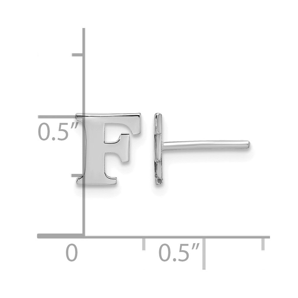 Sterling Silver Rhodium-plated Letter F Initial Post Earrings