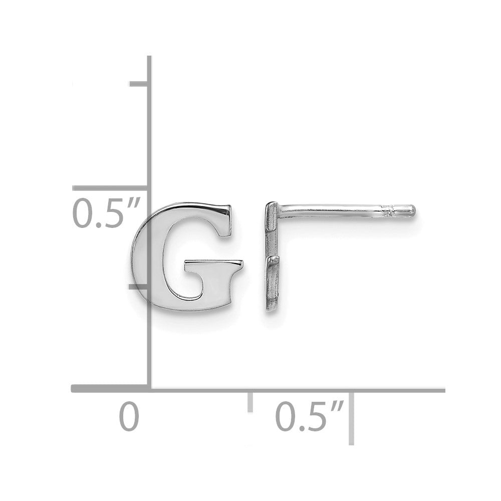 Sterling Silver Rhodium-plated Letter G Initial Post Earrings