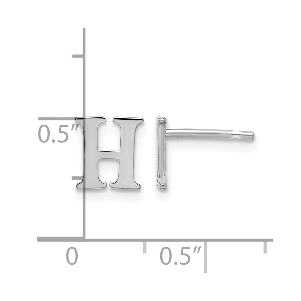 Sterling Silver Rhodium-plated Letter H Initial Post Earrings