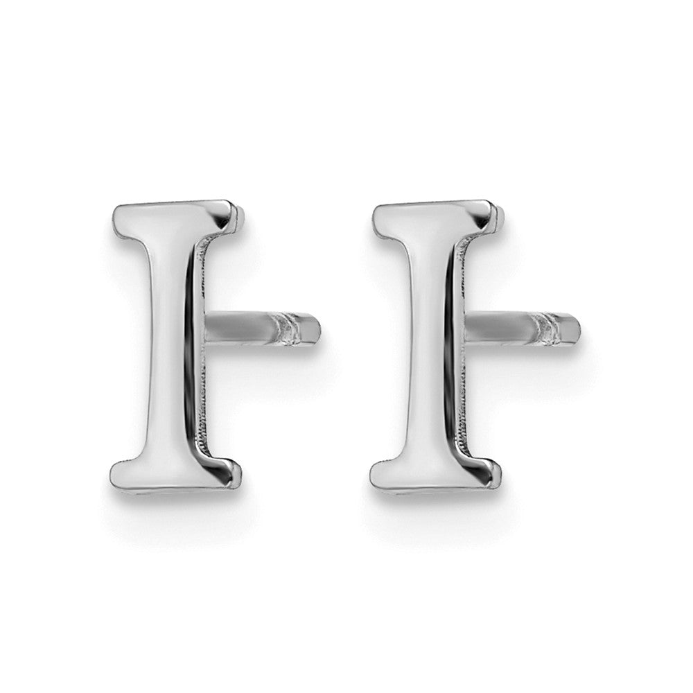 Sterling Silver Rhodium-plated Letter I Initial Post Earrings