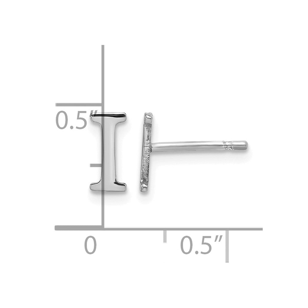 Sterling Silver Rhodium-plated Letter I Initial Post Earrings
