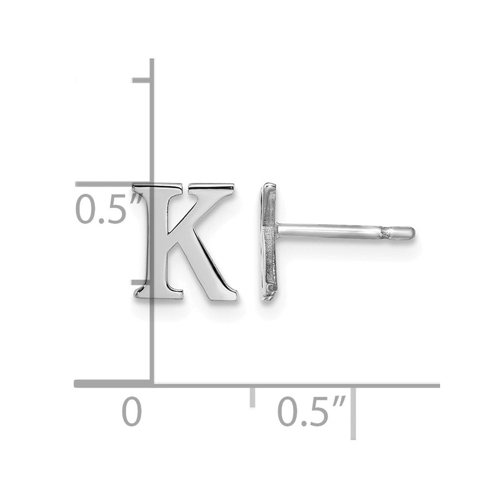 Sterling Silver Rhodium-plated Letter K Initial Post Earrings