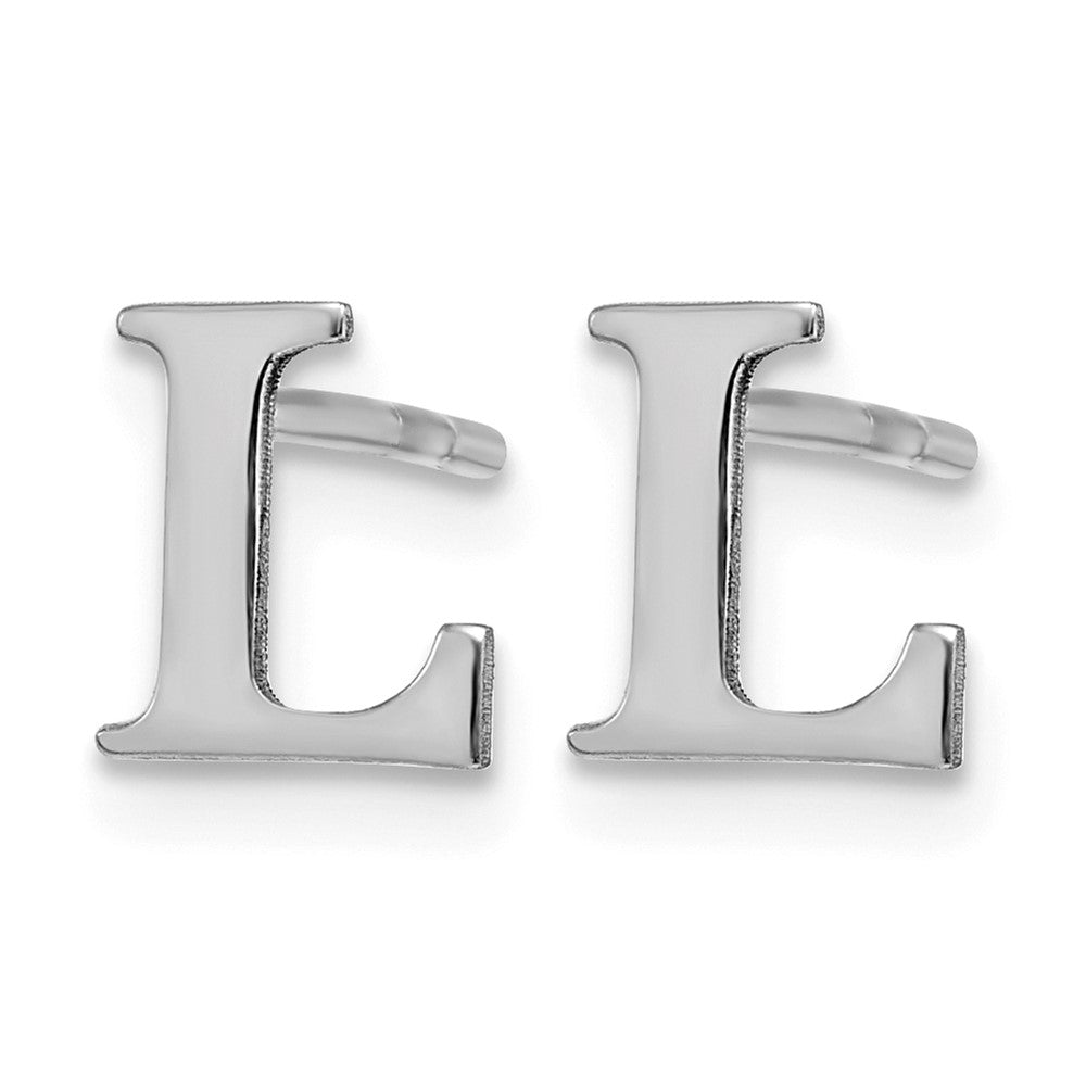 Sterling Silver Rhodium-plated Letter L Initial Post Earrings