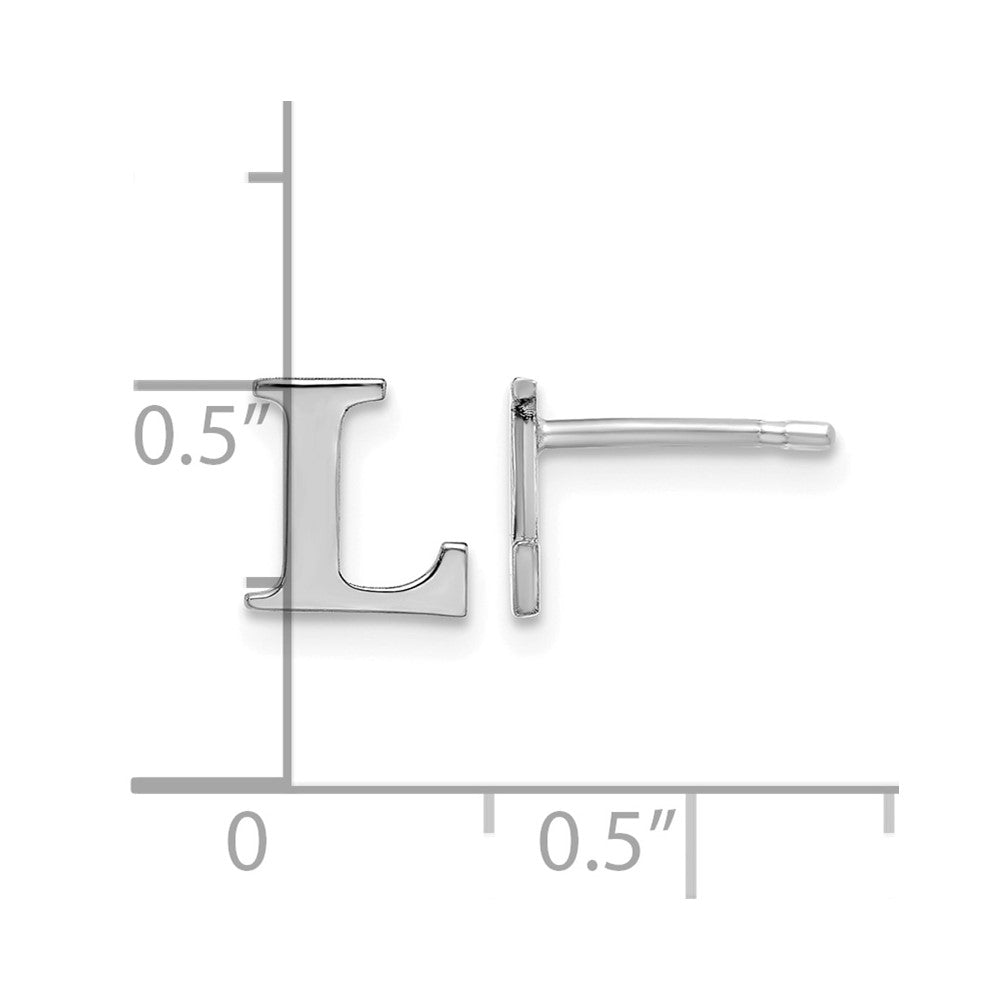 Sterling Silver Rhodium-plated Letter L Initial Post Earrings