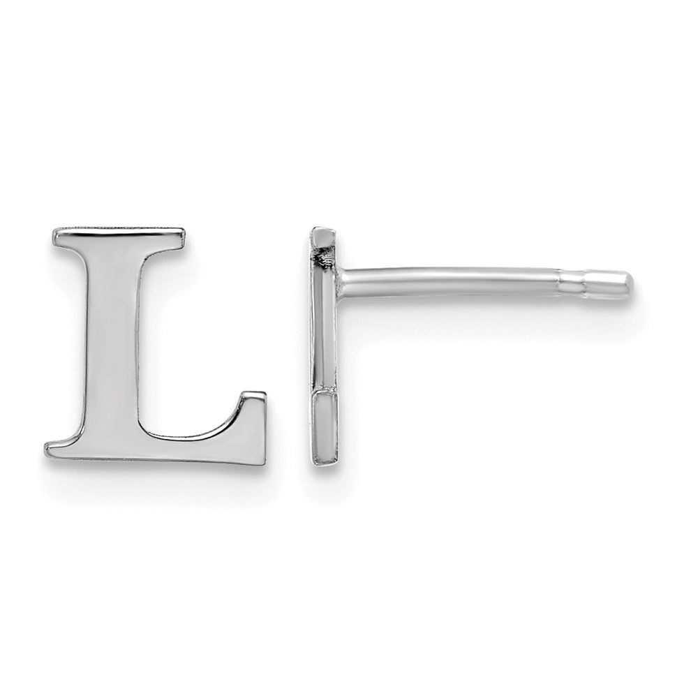 Sterling Silver Rhodium-plated Letter L Initial Post Earrings