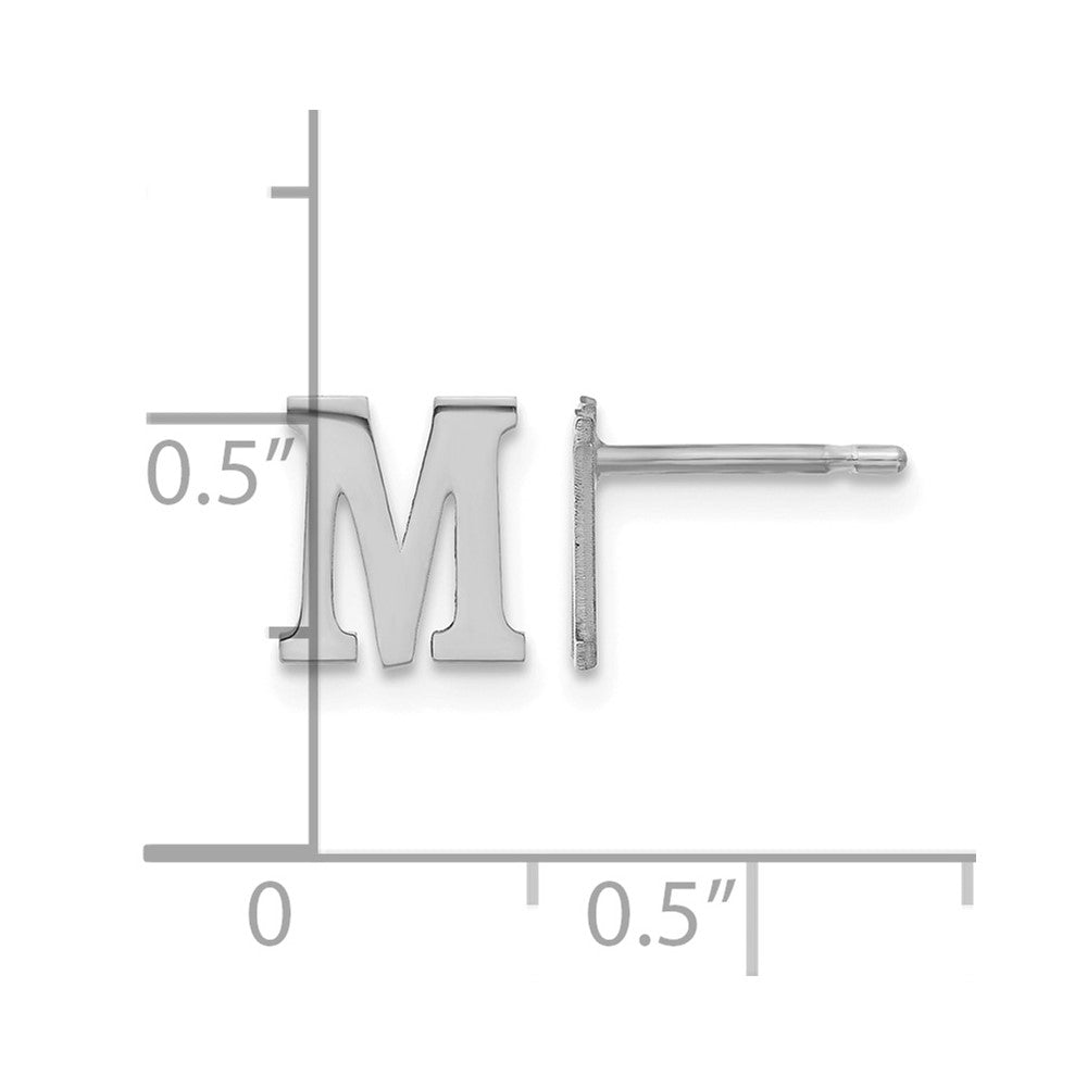 Sterling Silver Rhodium-plated Letter M Initial Post Earrings