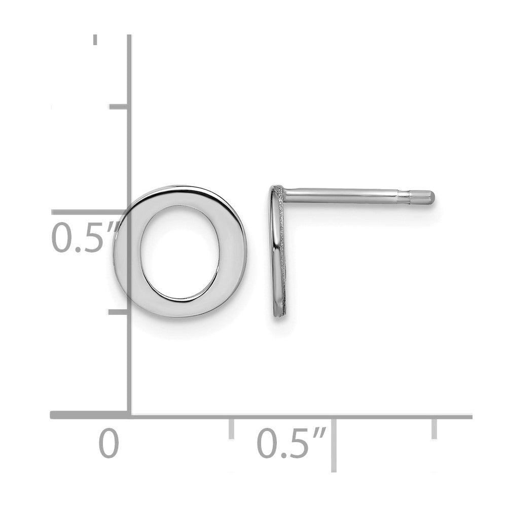 Sterling Silver Rhodium-plated Letter O Initial Post Earrings