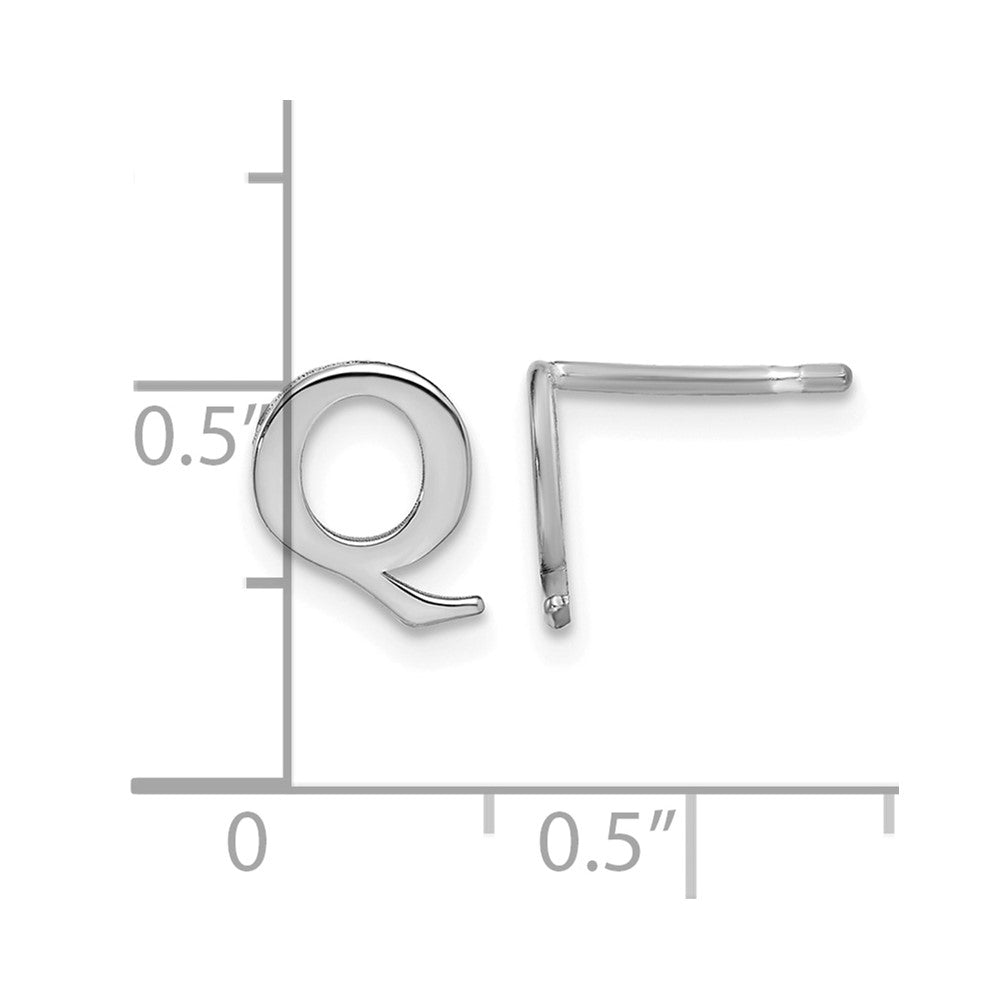Sterling Silver Rhodium-plated Letter Q Initial Post Earrings