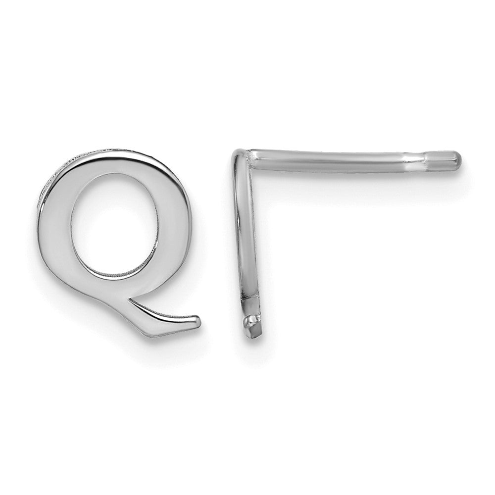 Sterling Silver Rhodium-plated Letter Q Initial Post Earrings