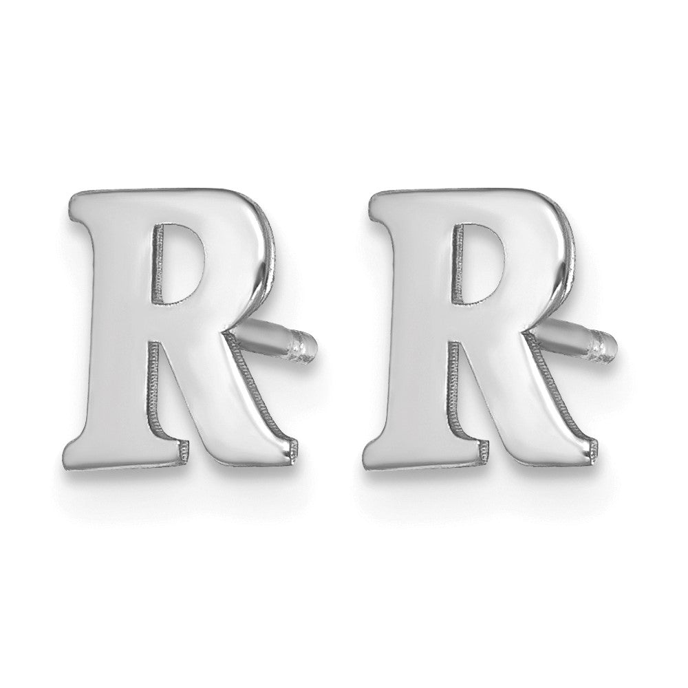 Sterling Silver Rhodium-plated Letter R Initial Post Earrings