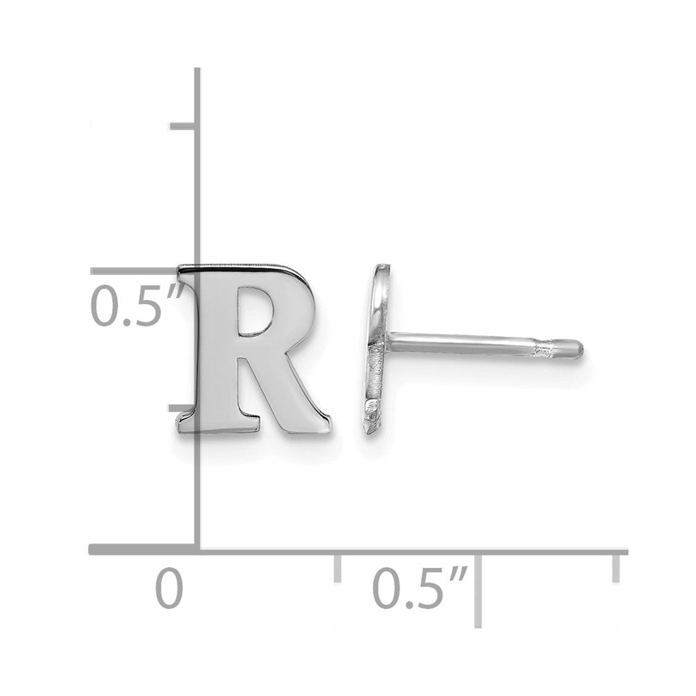 Sterling Silver Rhodium-plated Letter R Initial Post Earrings