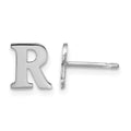 Sterling Silver Rhodium-plated Letter R Initial Post Earrings